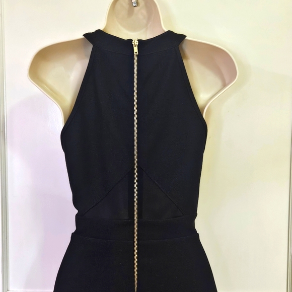 Emerald Sundae Black Sleeveless, Mesh Illusion A-Line Mini Dress,Large - Picture 6 of 16